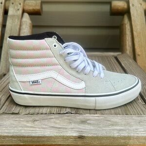 Vans Skate Pro High Tops. Pink Grey checkered. Men’s 8 (Women’s 9.5)